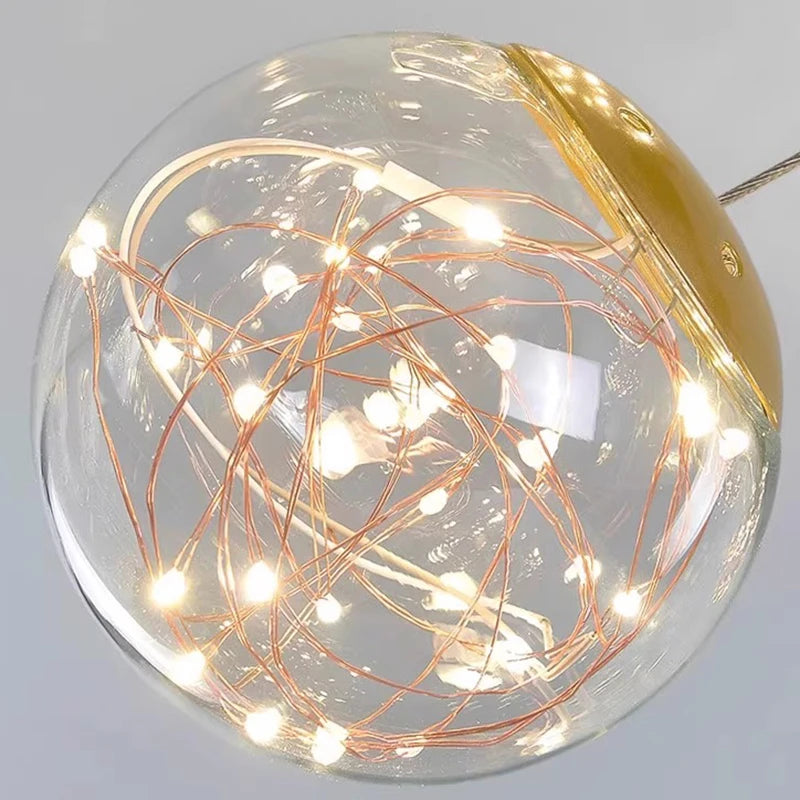 Crystal ring chandelier with seven rings on a 137.8 in cord drop