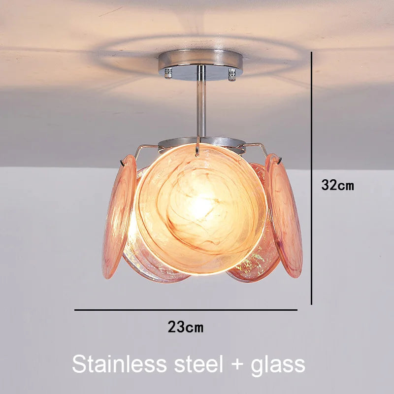White glass disc chandelier, 17.7 inch round, in polished gold steel