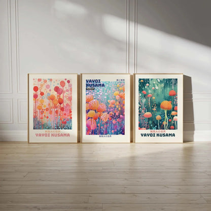 Yayoi Kusama Floral 3-Piece Canvas Wall Art Set