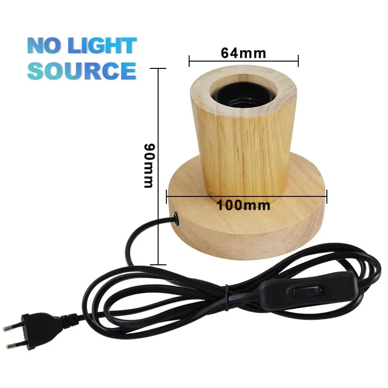 Retro wood table lamp trio A B C styles comparison overhead flat lay