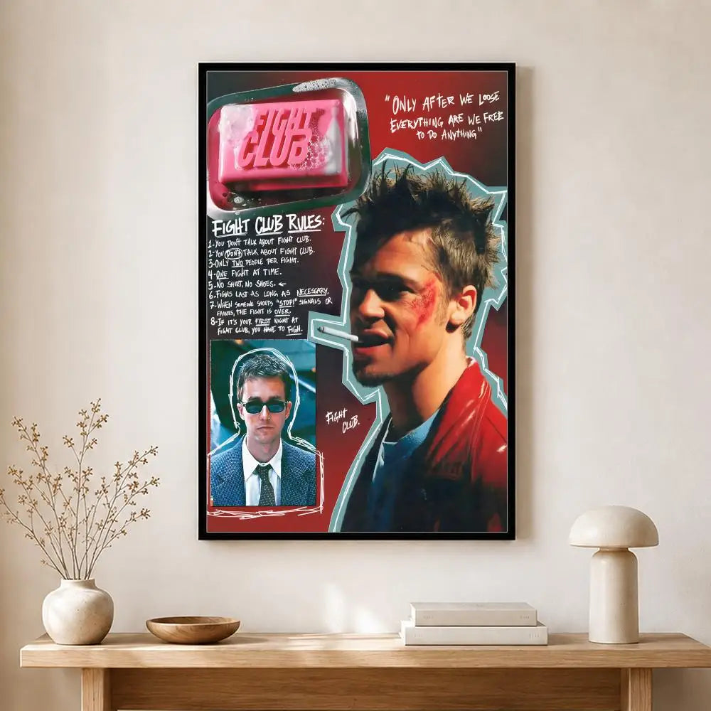 Fight Club Movie Retro Art Canvas Wall Art Poster