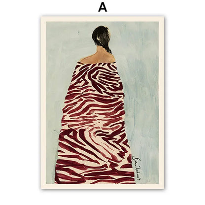 Abstract Floral Line Art Portrait Canvas Wall Art