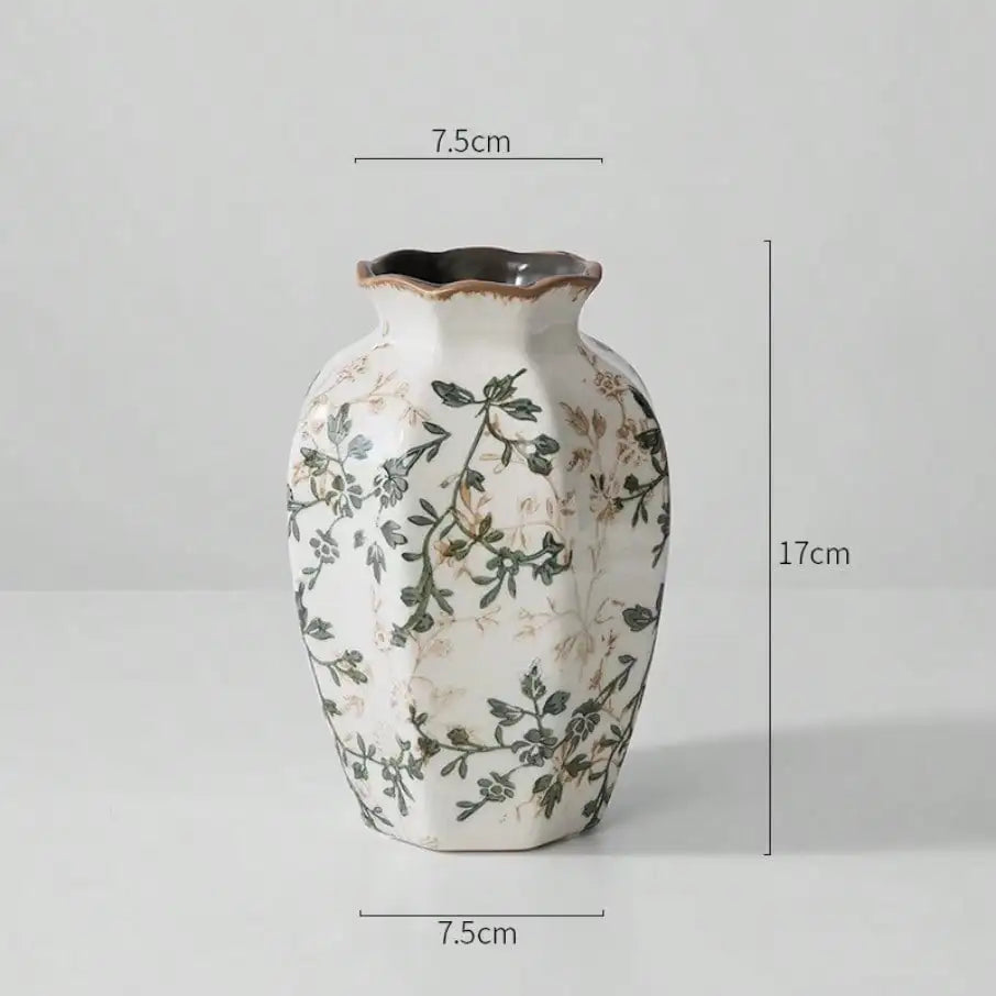 Ice cracked ceramic vase antique blue Zen style for dried flowers