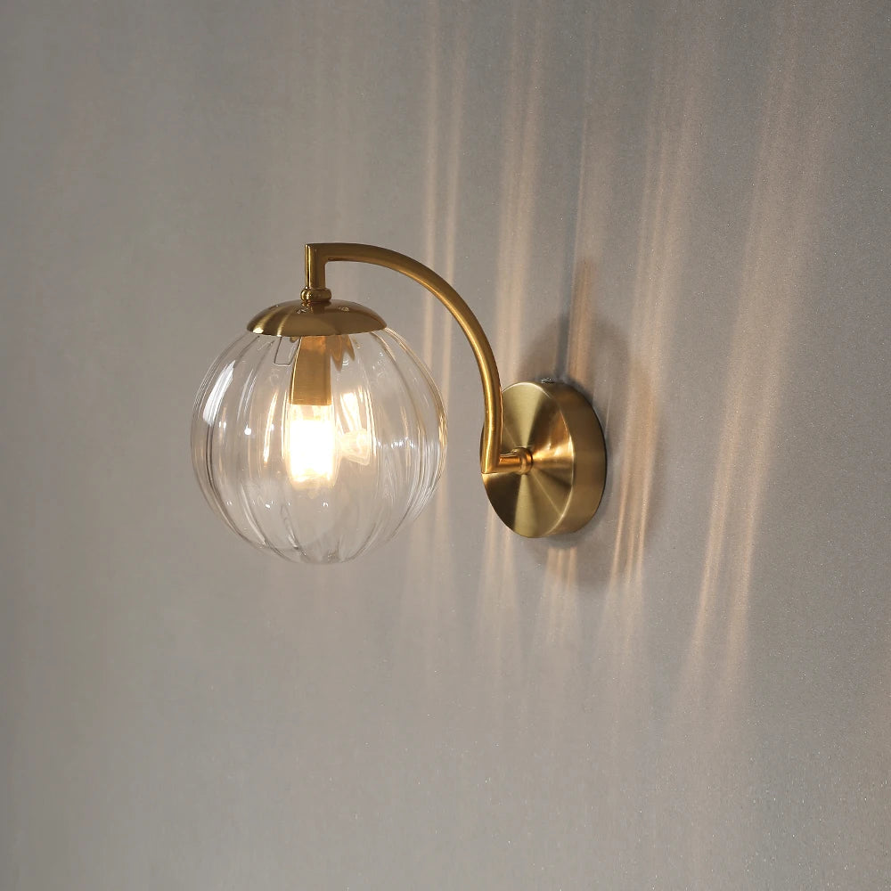 glass wall sconce, front view on white background