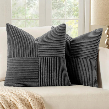 Striped Corduroy Throw Pillow Cover