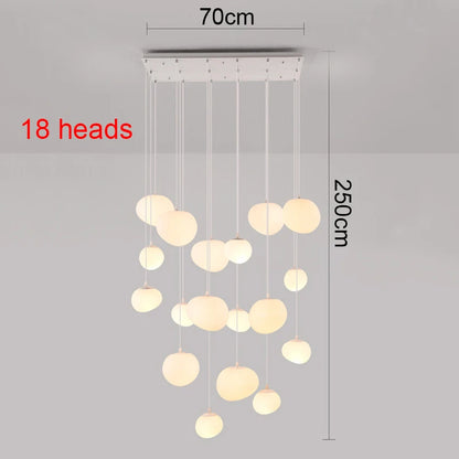 Fifteen head round chandelier, 19.7 in across, in warm white light