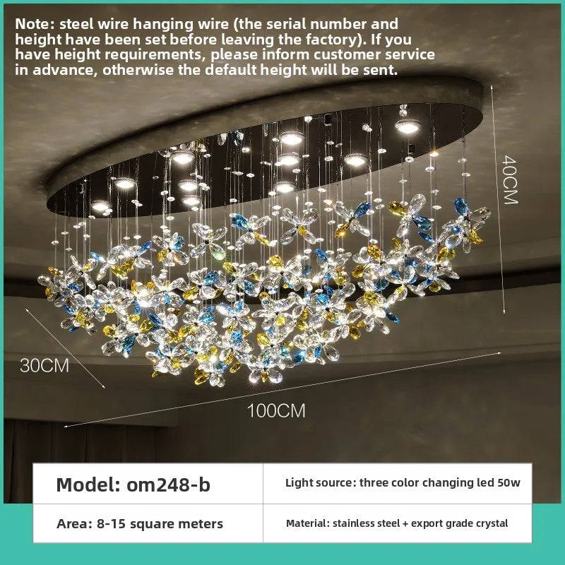 Clear glass French chandelier with warm light for an entrance hall ceiling