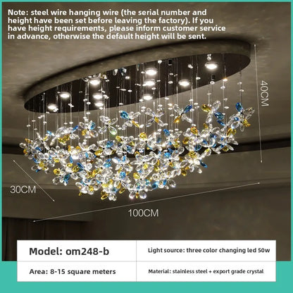 Clear glass French chandelier with warm light for an entrance hall ceiling