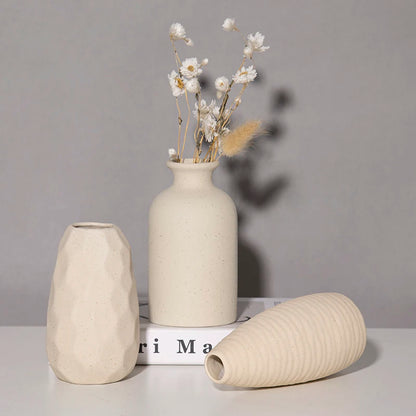 Retro ceramic aesthetic vase styled in boho home interior