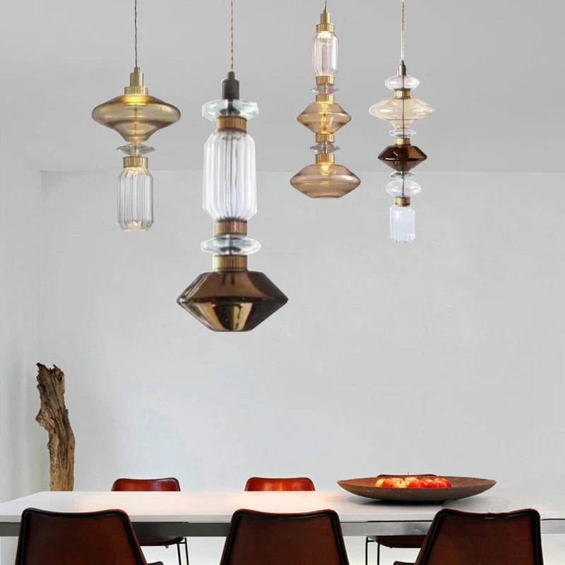 Amber Glass LED Chandelier