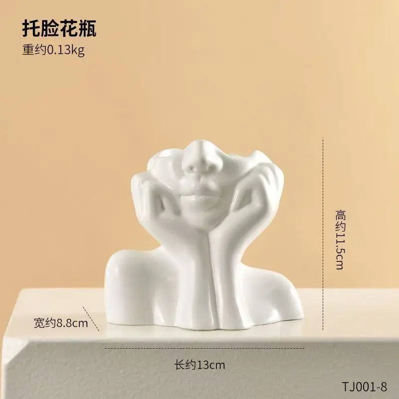 Resin David portrait human head flower vase art décor ornament