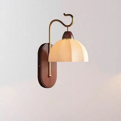 fabric shade wall sconce, side profile showing mounting depth